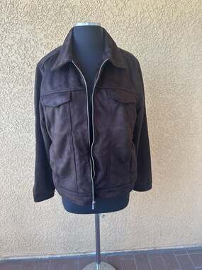 Marc Asher New York Faux Suede Sherpa Lined Full Zip Jacket, Size S